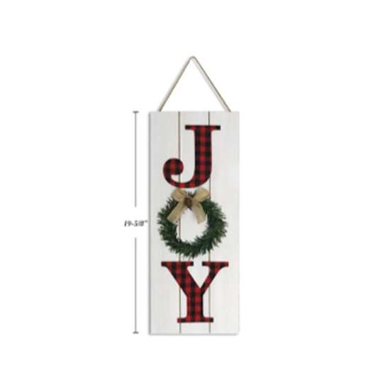 Picture of DECOR - CHRISTMAS BUFFALO PLAID JOY HANGING PLAQUE