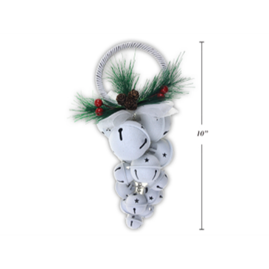Image sur DECOR - CHRISTMAS GLITTER WHITE JINGLE BELL DOOR HANGER