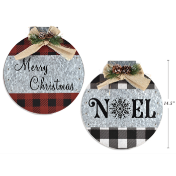 Image de DECOR - CHRISTMAS WOODEN ORNAMENT PLAQUE WITH PINE CONE