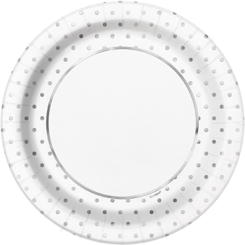 Image de ELEGANT SILVER FOIL DOTS 9" PLATES