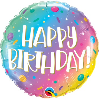 Image de 18'' FOIL -  HAPPY BIRTHDAY OMBRE DOTS & SPRINKLE