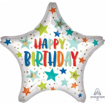 Picture of 28" HAPPY BIRTHDAY STAR SHAPED SUPERSHAPE