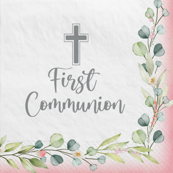Picture of TABLEWARE - MY FIRST COMMUNION BEVERAGE NAPKINS - PINK