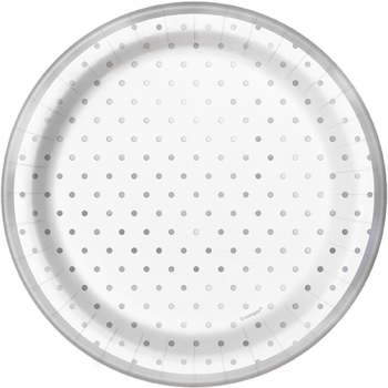 Image de ELEGANT SILVER FOIL DOTS 7" PLATES