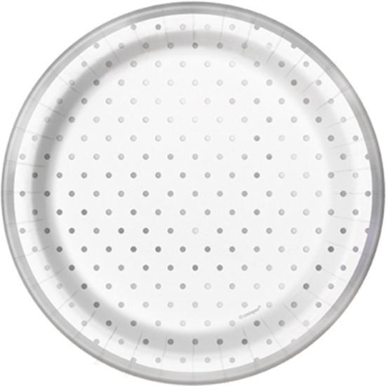 Image sur ELEGANT SILVER FOIL DOTS 7" PLATES