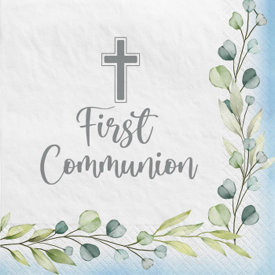 Picture of TABLEWARE - MY FIRST COMMUNION BEVERAGE NAPKINS - BLUE