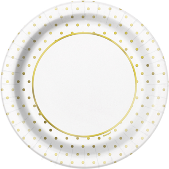 Image sur ELEGANT GOLD FOIL DOTS 9" PLATES