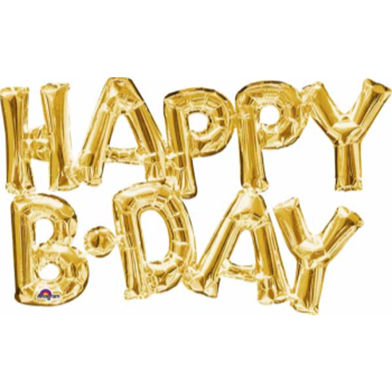 Image sur HAPPY BIRTHDAY MYLAR BALLOON BANNER - AIR FILLED - GOLD