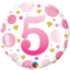 Picture of 18" FOIL - AGE #5 PINK DOTS