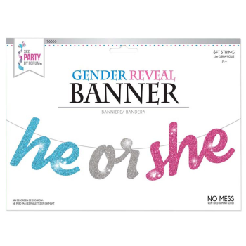 Picture of DECOR - HE OR SHE BANNER - PINK/BLUE