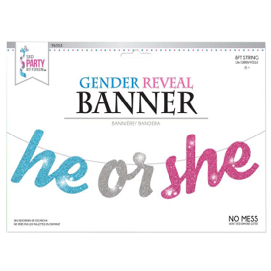 Image sur DECOR - HE OR SHE BANNER - PINK/BLUE