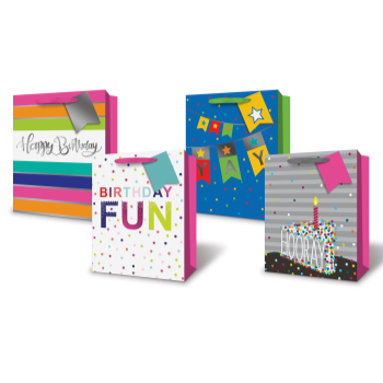 Image de ASST BIRTHDAY FOIL ASSTORTED GLITTER LARGE GIFT BAG