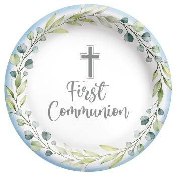 Picture of TABLEWARE - MY FIRST COMMUNION 7" PLATES - BLUE