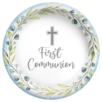 Image de TABLEWARE - MY FIRST COMMUNION 7" PLATES - BLUE