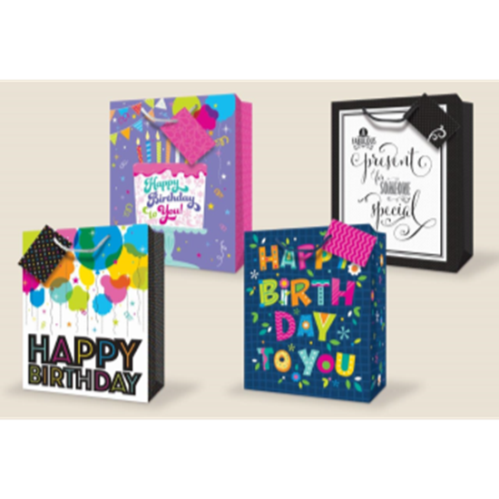 Picture of BIRTHDAY MEDIUM ASSORTED HAPPY BIRTHDAY GIFT BAG