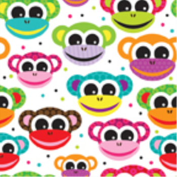 Image de GIFT WRAP ROLL - BRIGHT MONKEY PATTERN 