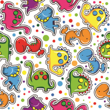 Image de GIFT WRAP ROLL - BRIGHT DINO PATTERN 