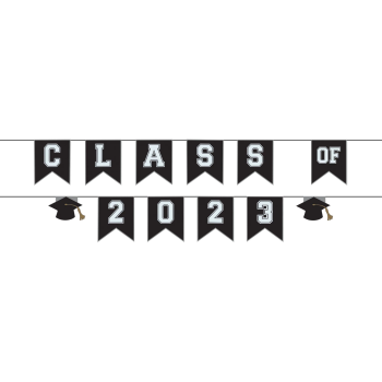 Picture of DECOR - Class Of 2023 Plastic Pennant Banner Kit - Black & White
