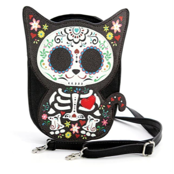 Image de PURSES - Floral Sugar Skull Cat Shoulder Crossbody Bag