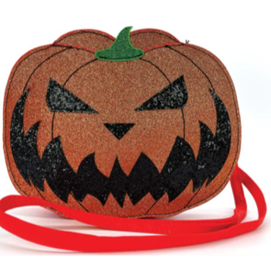 Image sur PURSES - Sleepyville Critters - Pumpkin Two Faced Jack O Lantern Crossbody Bag