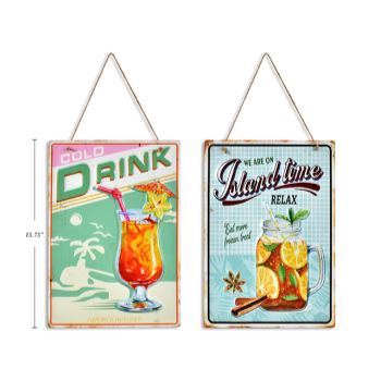 Image de DECOR - METAL DRINK SIGNS ASSORTED 15.75" x 11"