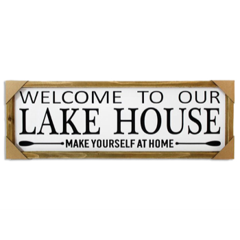 Image de DECOR - WOODEN LAKE HOUSE PLAQUE 24" x 8"