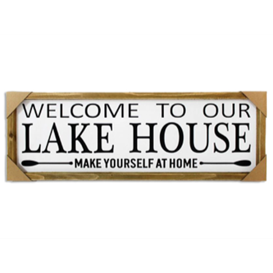 Picture of DECOR - WOODEN LAKE HOUSE PLAQUE 24" x 8"
