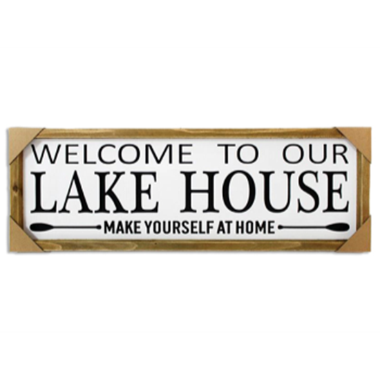 Image sur DECOR - WOODEN LAKE HOUSE PLAQUE 24" x 8"