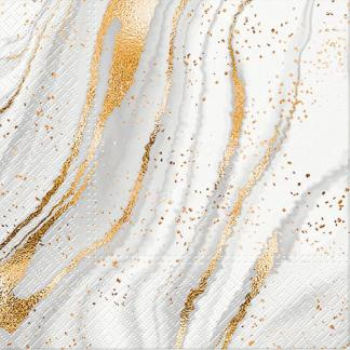 Picture of GOLD STREAKS ON WHITE - LUNCHEON NAPKINS