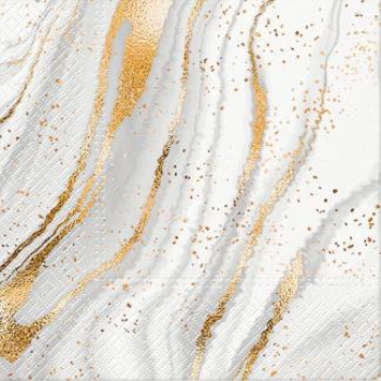 Image de GOLD STREAKS ON WHITE - LUNCHEON NAPKINS