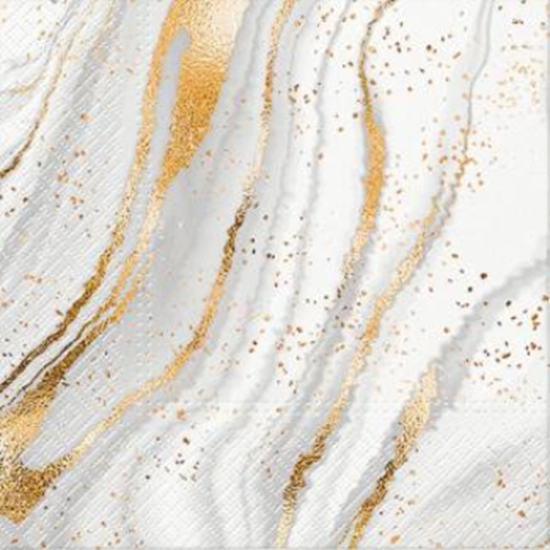 Image sur GOLD STREAKS ON WHITE - LUNCHEON NAPKINS