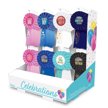 Picture of WEARABLES - BIRTHDAY ROSETTE BUTTONS IN DISPLAY