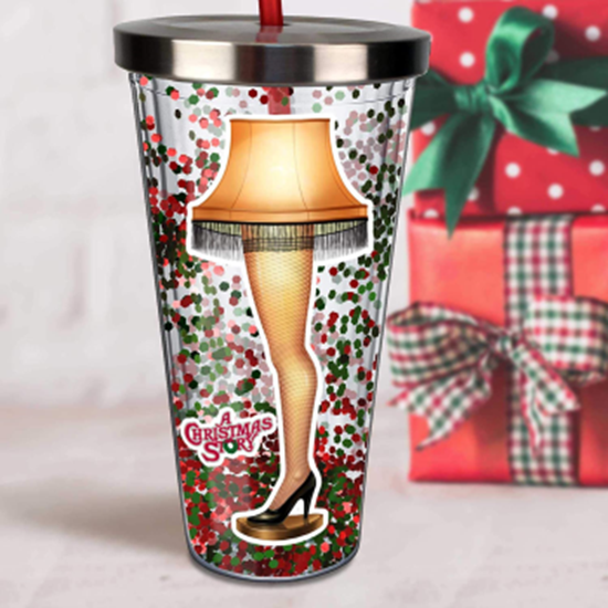 Image sur A CHRISTMAS STORY - LEG LAMP - GLITTER CUP WITH STRAW