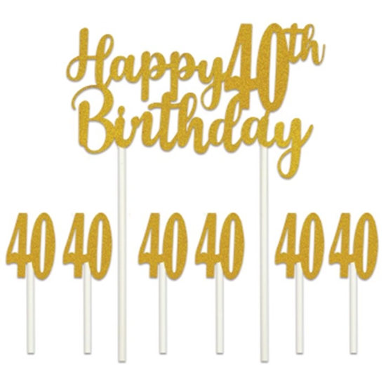 Picture of 40th - Birthday Cake Topper Set