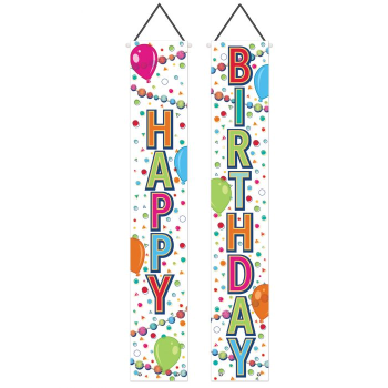 Picture of DECOR - Happy Birthday Fabric Door Panel Set - Rainbow