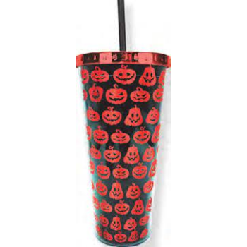 Picture of PUMPKIN - FOIL CUP WITH STRAW