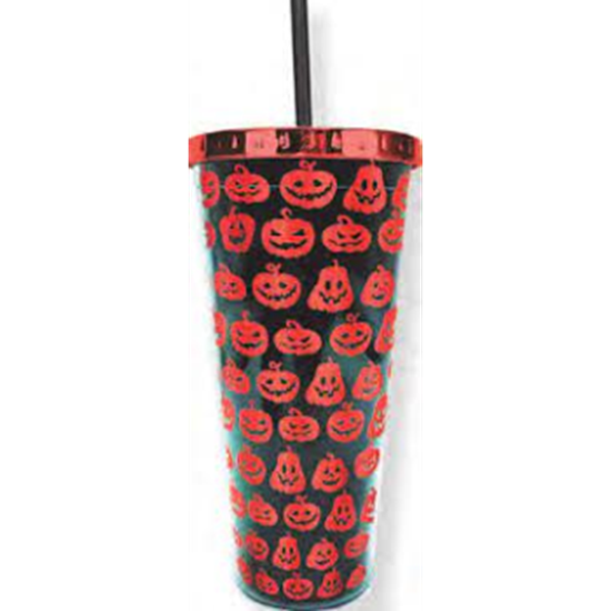 Picture of PUMPKIN - FOIL CUP WITH STRAW