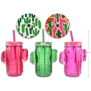 Picture of TABLEWARE - CACTUS MASON GLASS JARS ASSORTED 450ml