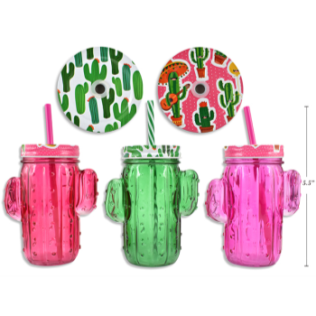 Image de TABLEWARE - CACTUS MASON GLASS JARS ASSORTED 450ml