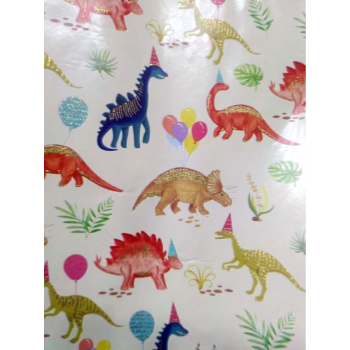 Image de FOIL JUMBO GIFT WRAP 50' - DINOSAUR GLITTER