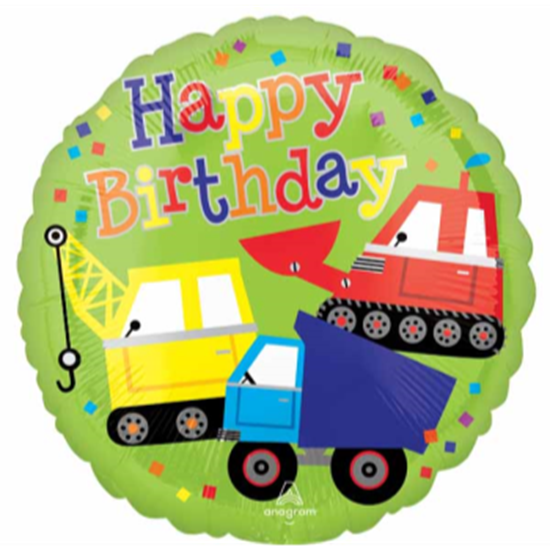 Image sur 18" FOIL - HAPPY BIRTHDAY TRUCKS