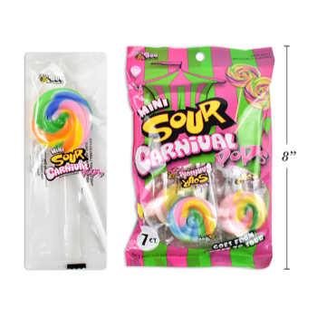 Picture of CANDY - MINI CARNIVAL SOUR POPS - 7pc