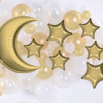 Image de Moon & Stars Foil Balloon Accent Kit - White Gold
