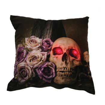 Picture of PILLOW PROP - ROSES/SKULL - LIGHT-UP