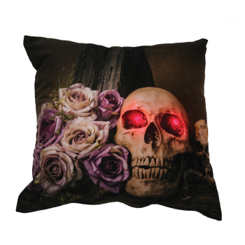 Image de PILLOW PROP - ROSES/SKULL - LIGHT-UP