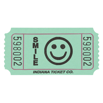Picture of Single Admit Green Smiley Ticket Roll
