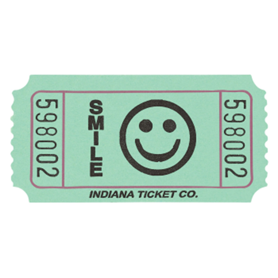 Picture of Single Admit Green Smiley Ticket Roll