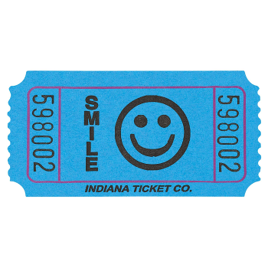 Picture of Single Admit Blue Smiley Ticket Roll