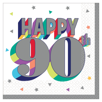 Image de 90th - Here's To 90 Beverage Napkins