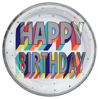 Image de Here's To Your Birthday Round Metallic Plates, 7"